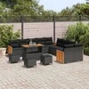 Sodo Sofų Rinkinys su pagalve 14 pcs Juoda
