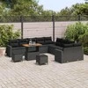 Sodo Sofų Rinkinys su pagalve 17 pcs Juoda poliratanas