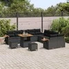 Sodo Sofų Rinkinys su pagalve 17 pcs Juoda poliratanas