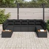 Sodo Sofų Rinkinys su pagalve 5 pcs Juoda Poliratanas