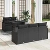 Sodo Sofų Rinkinys su pagalve 6 pcs Juoda Poli ratanas