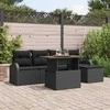 Sodo Sofų Rinkinys su pagalve 6 pcs Juoda