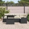 Sodo Sofų Rinkinys su pagalve 6 pcs Juoda Poli ratanas