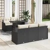 Sodo Sofų Rinkinys su pagalve 6 pcs Juoda Poli ratanas