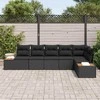 Sodo Sofų Rinkinys su pagalve 6 pcs Juoda Poliratanas