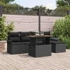 Sodo Sofų Rinkinys su pagalve 6 pcs Juoda