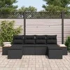 Sodo Sofų Rinkinys su pagalve 6 pcs Juoda Poli ratanas