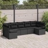 Sodo Sofų Rinkinys su pagalve 7 pcs Juoda poliratanas