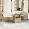 Sodo Sofų Rinkinys su pagalve 7 pcs smėlio ir kreminės spalvos