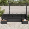 Sodo Sofų Rinkinys su pagalve 7 pcs Juoda Poliratanas