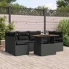 Sodo Sofų Rinkinys su pagalve 7 pcs Juoda