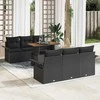 Sodo Sofų Rinkinys su pagalve 7 pcs Juoda