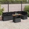 Sodo Sofų Rinkinys su pagalve 7 pcs Juoda poliratanas