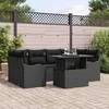 Sodo Sofų Rinkinys su pagalve 7 pcs Juoda Poli ratanas