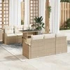 Sodo Sofų Rinkinys su pagalve 7 pcs Smėlio Poli ratanas