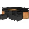 Sodo Sofų Rinkinys su pagalve 8 pcs Juoda