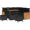 Sodo Sofų Rinkinys su pagalve 8 pcs Juoda