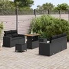 Sodo Sofų Rinkinys su pagalve 8 pcs Juoda poliratanas