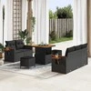 Sodo Sofų Rinkinys su pagalve 8 pcs Juoda