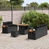Sodo Sofų Rinkinys su pagalve 8 pcs Juoda
