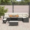 Sodo Sofų Rinkinys su pagalve 9 pcs Juoda Poli ratanas