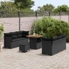 Sodo Sofų Rinkinys su pagalve 9 pcs Juoda poliratanas
