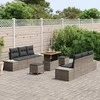 Sofa Sodo Sofų Rinkinys su pagalve 9 pcs Pilka Poli ratanas