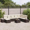Sodo Sofų Rinkinys su pagalve 9 pcs Ruda Poli ratanas