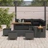Sodo Sofų Rinkinys su pagalve 9 pcs Juoda