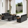 Sofa Sodo Sofų Rinkinys su pagalve 9 pcs Juoda