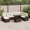 Sodo Sofų Rinkinys su pagalve 9 pcs Ruda Poli ratanas