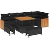 Sodo Sofų Rinkinys su pagalve 9 pcs Juoda
