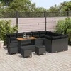 Sodo Sofų Rinkinys su pagalve su saugykla 13 pcs Juoda