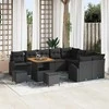 Sodo Sofų Rinkinys su pagalve su saugykla 12 pcs Juoda