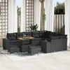Sodo Sofų Rinkinys su pagalve su saugykla 12 pcs Juoda
