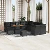 Sodo Sofų Rinkinys su pagalve su saugykla 13 pcs Juoda