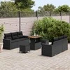 Sodo Sofų Rinkinys su pagalve su saugykla 9 pcs Juoda