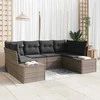 Sodo Sofų Rinkinys su saugykla 6 pcs Pilka Poli ratanas