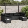 Sodo Sofų Rinkinys su saugykla 7 pcs Juoda Poli ratanas