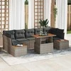 Sofa Sodo valgomojo komplektas su pagalve 8 pcs Pilka ir ruda