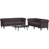 Sofa Sofos komplektas, 2 dalių, tamsiai rudos spalvos, audinys