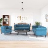 Sofa Sofos komplektas, 3 dalių, mėlynos spalvos, aksomas
