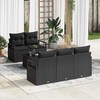 Sofos komplektas su pagalve 6 pcs Juoda poliratanas