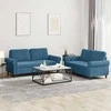 Sofa Sofos komplektas su pagalvėlėmis, 2 dalių, mėlynas, aksomas