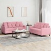 Sofa Sofos komplektas su pagalvėlėmis, 2 dalių, rožinis, aksomas