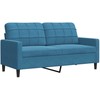 Sofa Sofos komplektas su pagalvėlėmis, 2 dalių, mėlynas, aksomas