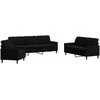 Sofa Sofos komplektas su pagalvėlėmis, 3 dalių, juodas, aksomas