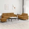 Sofa Sofos komplektas su pagalvėlėmis, 3 dalių, rudas, aksomas