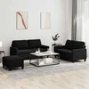Sofa Sofos komplektas su pagalvėlėmis, 3 dalių, juodas, aksomas