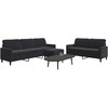 Sofa Sofos komplektas su pagalvėlėmis, 3 dalių, juodas, aksomas